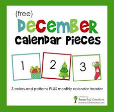 December Pocket Chart Calendar Numbers Calendar Numbers