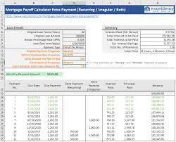 Mortgage Payoff Calculator With Extra Payment Free Excel