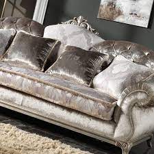 Silver Grey Baroque Style Upholstered