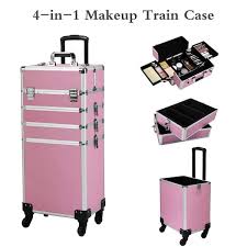 jaxpety pink salon beauty trolley rolling makeup case on wheels