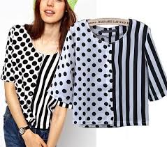 Elegant Polka Dot Striped Print Chiffon Blouse For Women