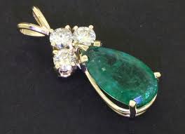 Details About Heavy 14k Yellow Gold 7 33ct Diamond And Emerald Pendant