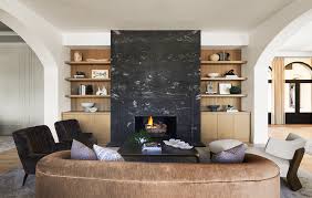 Modern Honed Black Marble Fireplace