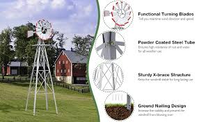 8ft Metal Windmill As Weather Vane And