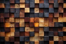 A Wall Of Wooden Blocks With A Pattern