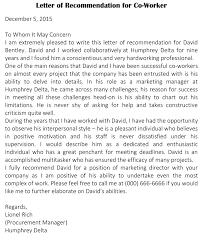Letter Of Recommendation For Co Worker 18 Sample Letters Examples