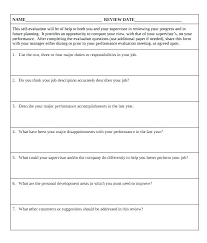 Sample Employee Review Template Performance Appraisals