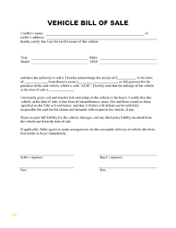 Free Vehicle Bill Of Sale Template Printable Form For Auto Nc