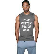 custom printed men sleeveless t shirt