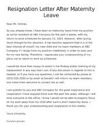 sle maternity leave letter templates