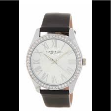 Womens Kenneth Cole Crystal Accent Leather Watch Nwt