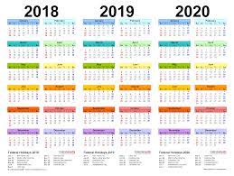 2018 2020 three year calendar free