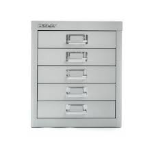 bisley 5 drawer filing cabinet silver