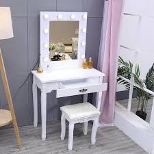 white dressing table led vanity stool