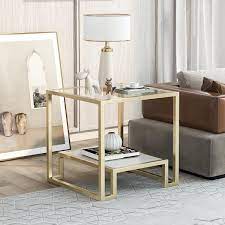 Minimalist Square Glass End Table