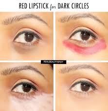 dark circles with a red lipstick