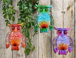 Stained Glass Metal Owl Wall Art