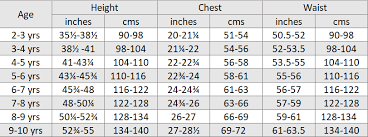es and children clothes size guide