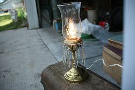 Vintage Hurricane Crystal Table Lamps