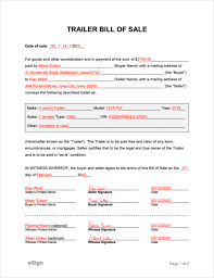 free trailer bill of form pdf word