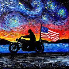 Motorcycle Art Canvas Print Patriotic