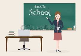 Stock Vector Female Teacher And Back To School Text On Chalkboard Background