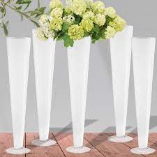 Glass Trumpet Vases H 24 D 4 5 White Centerpieces