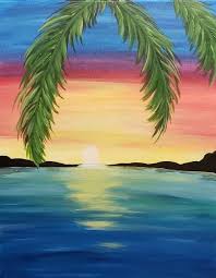 Palm Sunset Paint And Sip Painting