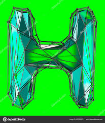 Capital Latin Letter H In Low Poly Style Green Color