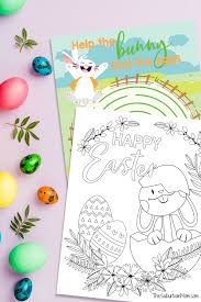First up, we have this cute easter bunny coloring page with a cute bunny, some decorated eggs, and a punny 'hoppy easter' title. Free Printable Easter Bunny Coloring Pages Activity Page