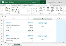 Trip Planner Template For Excel Online