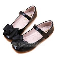 Girls Round Toe Closed Toe Patent Leather Flat Heel Sandals Flats Flower Girl Shoes With Bowknot Velcro 207170708