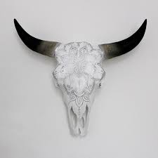 Beautiful Hand Painted Faux Cow Skull