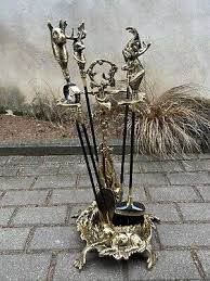 Hunting Theme Brass Fireplace Tool Set