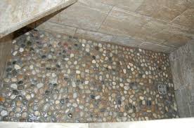 polished river stone shower floor