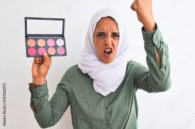 young arab woman wearing hijab showing