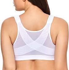 DELIMIRA Women's Full Coverage Front Closure Wire Free Back Support Posture  Bra White 40DD at Women's Clothing store: Bras | Posture bra, Bra, Bra women