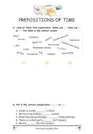 Preposition Worksheets For Grade 3