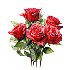 watercolor beautiful red rose bouquet
