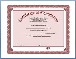 Sample Certificates For Completion Of Course Free Printable