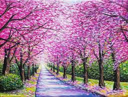 Path Of Cherry Blossoms Painting By