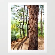 Forest Tree Bark Painting Art Print