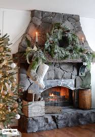 Wreath On A Rock Fireplace