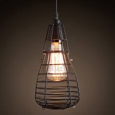 Small Bird Cage Shaped Wrought Iron Pendant Industrial Lighting