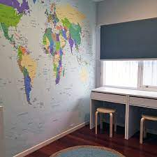 world map mural or call