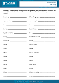 An adverb expresses things like time, frequency, manner, place, quantity, or intensity. Manner Adverbs Esl Games Activities Worksheets