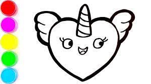 Kỳ lân tim màu với bột màu cho bé Unicorn heart coloring with gouache for  kids - YouTube