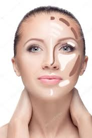 contouring make up woman face stock