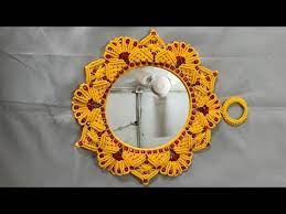Macrame Rose Flower Mirror Design No 1