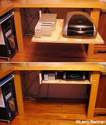 One of the drawers sits directly under the tabletop providing storage for your keyboard or office supplies. Under Desk Scanner Shelf